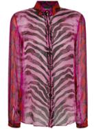 Just Cavalli Tiger Print Shirt - Pink & Purple