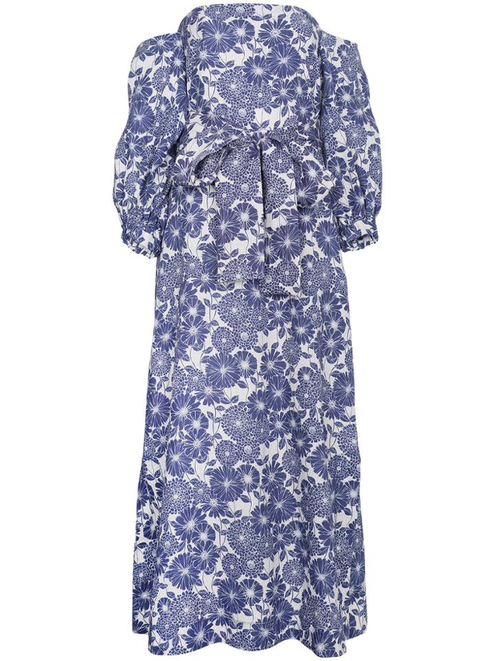 Lisa Marie Fernandez Rosie Off-shoulder Floral Linen Maxi Dress - Blue