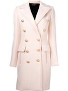 Balmain Double Breasted Coat, Women's, Size: 38, Pink/purple, Cotton/viscose/cashmere/virgin Wool