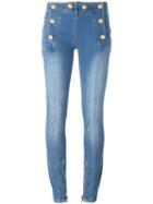 Balmain Bottoni Oro Jeans, Women's, Size: 40, Blue, Cotton/spandex/elastane