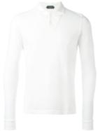 Zanone Long Sleeve Polo Shirt, Men's, Size: Medium, White, Cotton