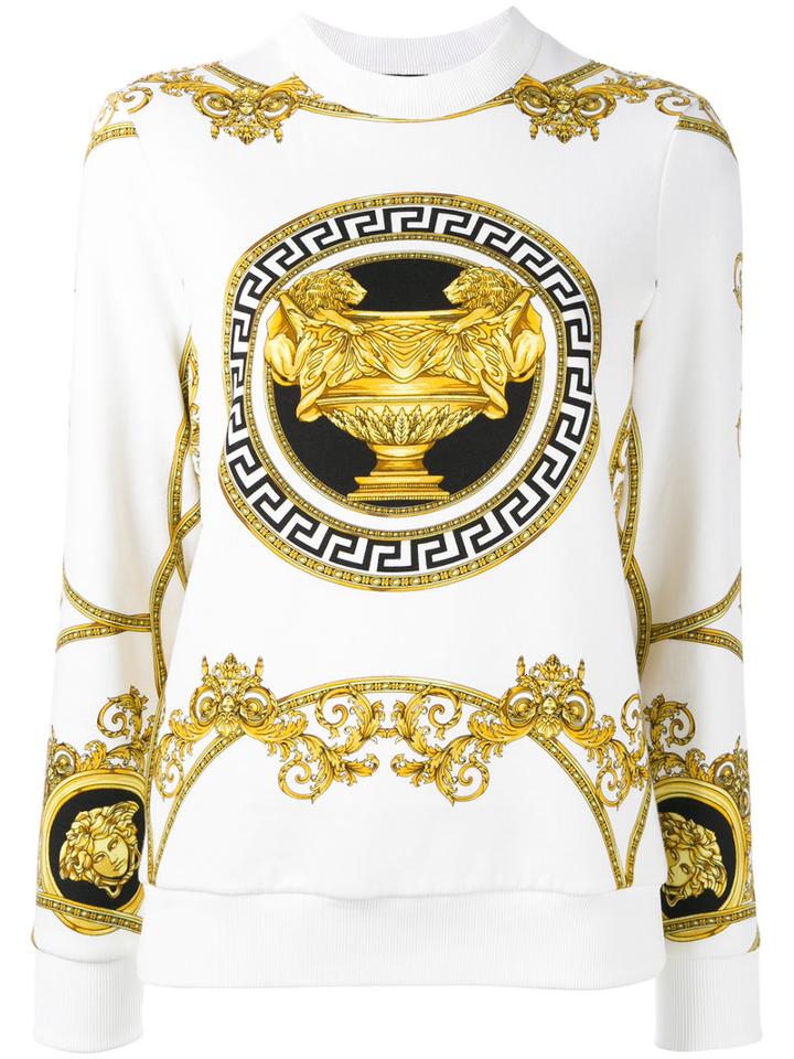 Versace La Coupe Des Dieux Sweatshirt, Women's, Size: 42, White, Cotton