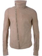 Rick Owens Draped Collar Biker Jacket, Men's, Size: 52, Nude/neutrals, Lamb Skin/viscose/cotton