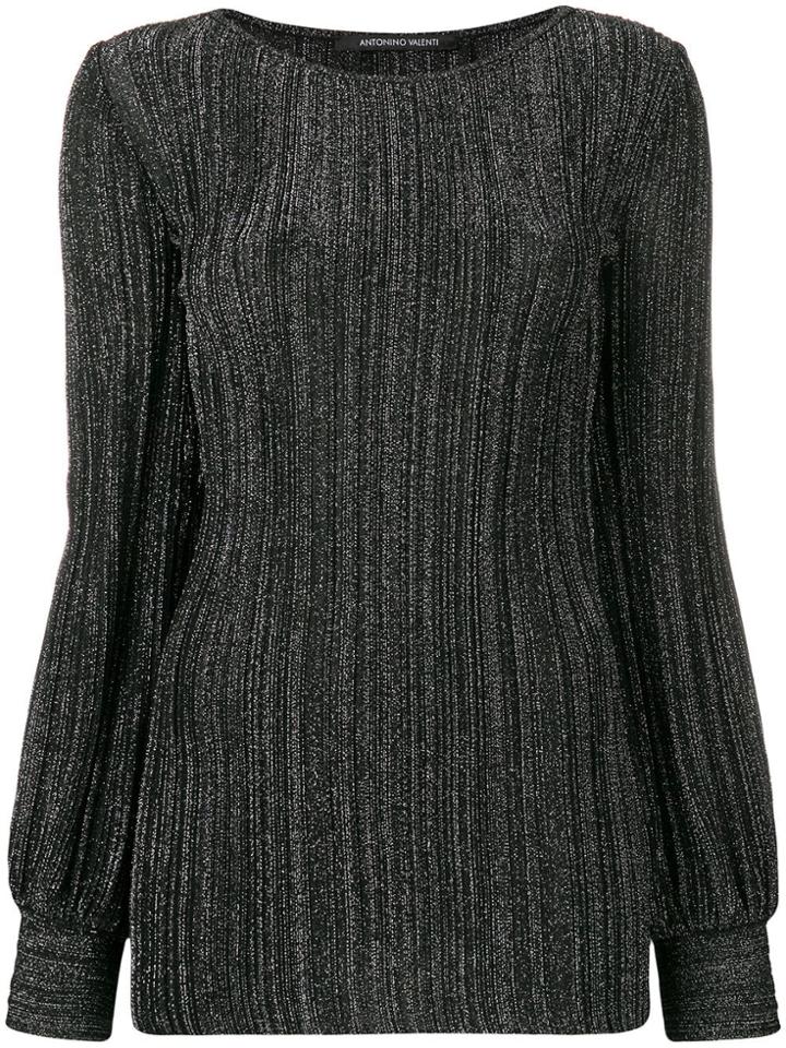 Antonino Valenti Glitter Ribbed Top - Black
