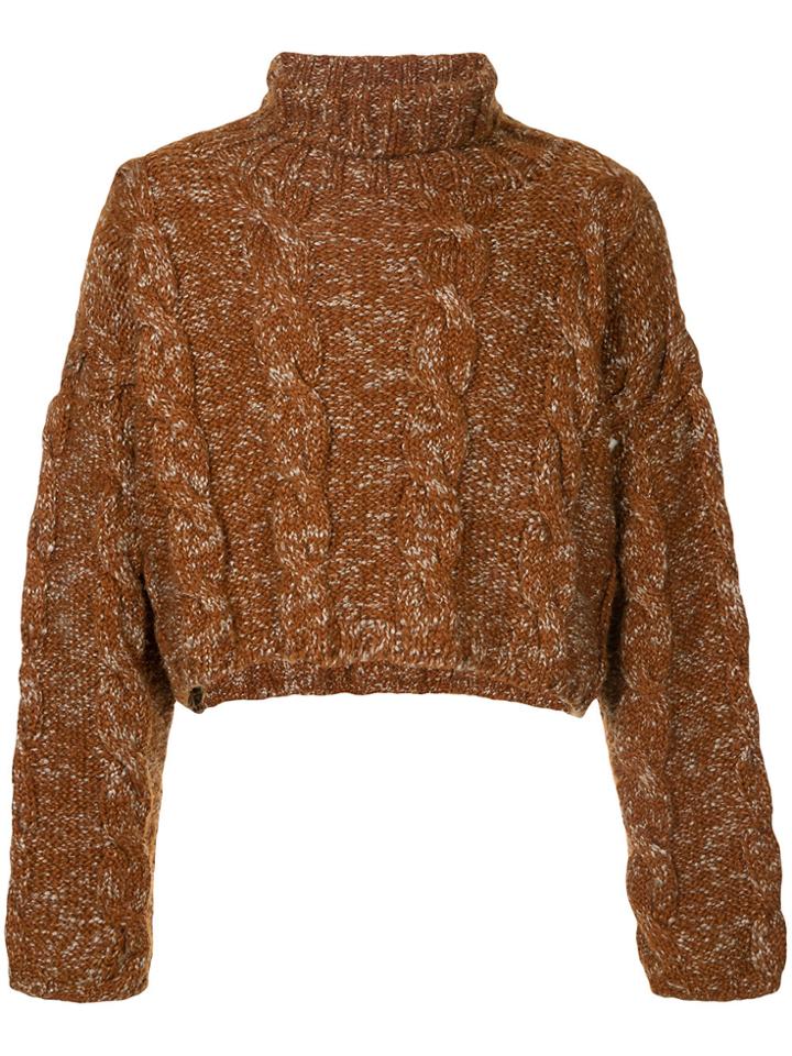 Yohji Yamamoto Vintage Turtleneck Cropped Jumper - Brown