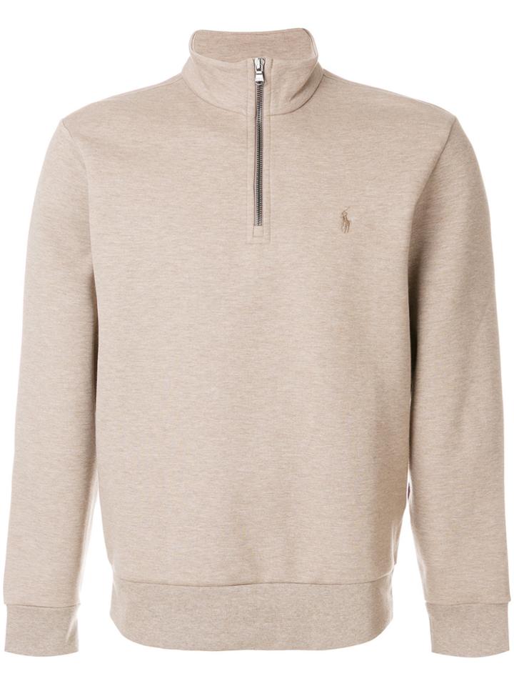 Polo Ralph Lauren Zipped Neck Sweatshirt - Nude & Neutrals