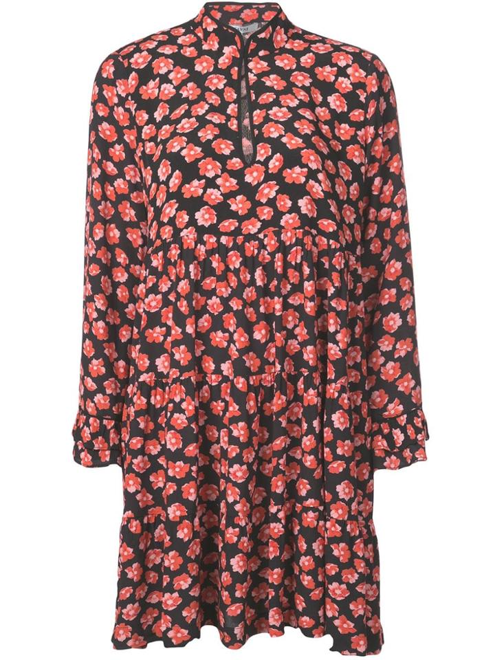 Ganni Floral Longsleeved Dress - Black