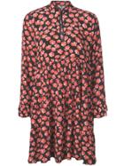 Ganni Floral Longsleeved Dress - Black