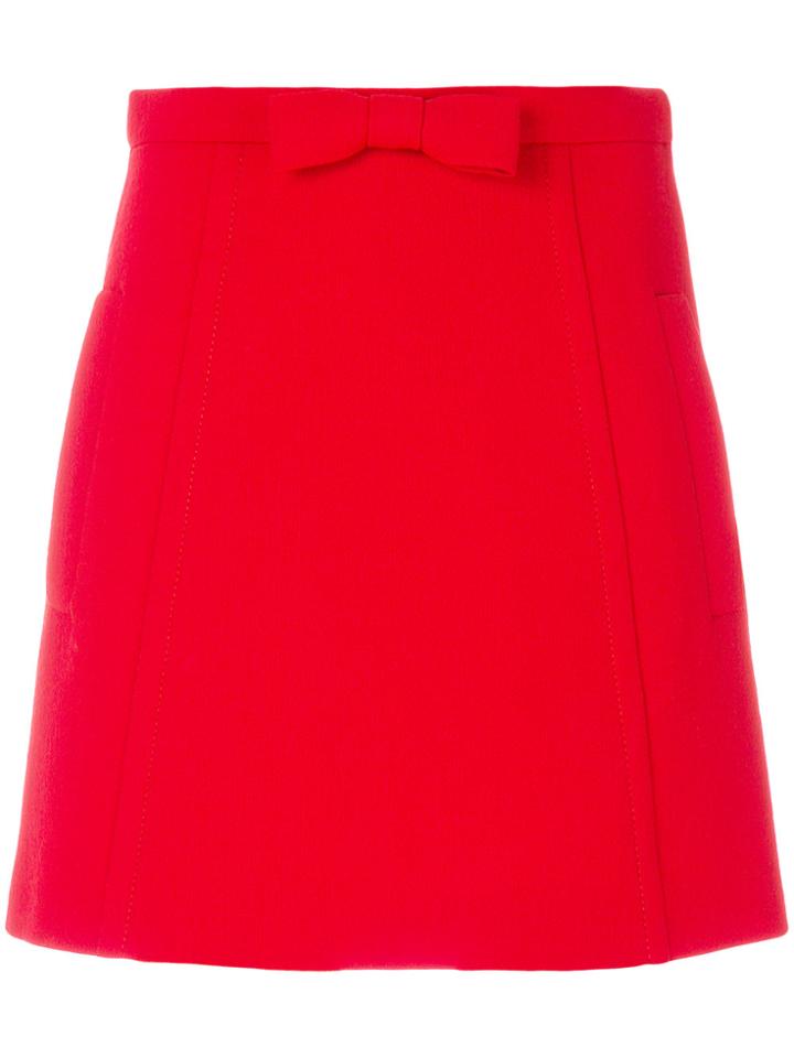Miu Miu Bow Embellished Skirt - Red