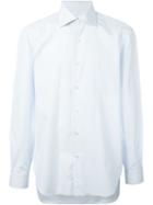 Barba Grid Print Shirt, Men's, Size: 40, Blue, Cotton