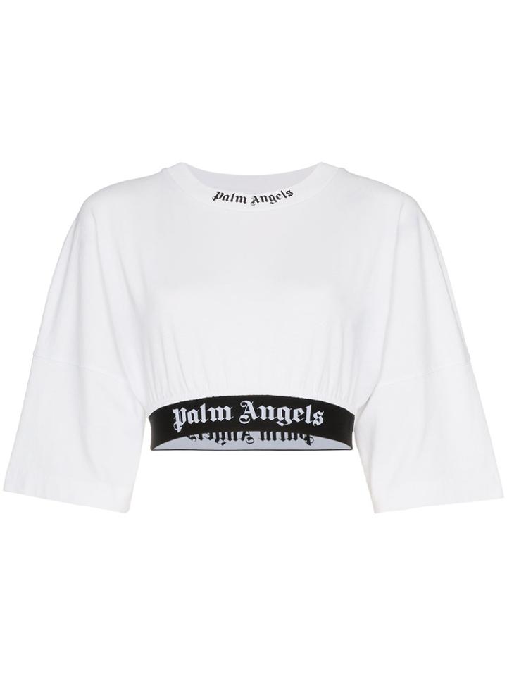 Palm Angels White Mid Sleeve Crop Top
