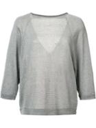 Brunello Cucinelli V-back Jumper, Women's, Size: Medium, Grey, Linen/flax
