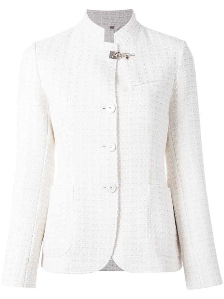 Fay Fitted Jacket, Women's, Size: 42, White, Cotton/polyamide/polyester/cupro