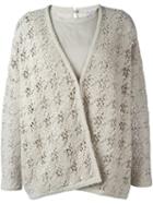 Brunello Cucinelli Open Knit Cardigan, Women's, Size: Large, Nude/neutrals, Silk/polyamide/polyester/wool