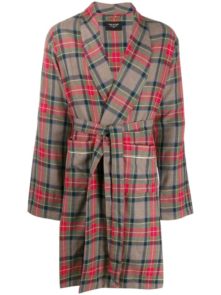 Fear Of God Plaid Robe Coat - Neutrals