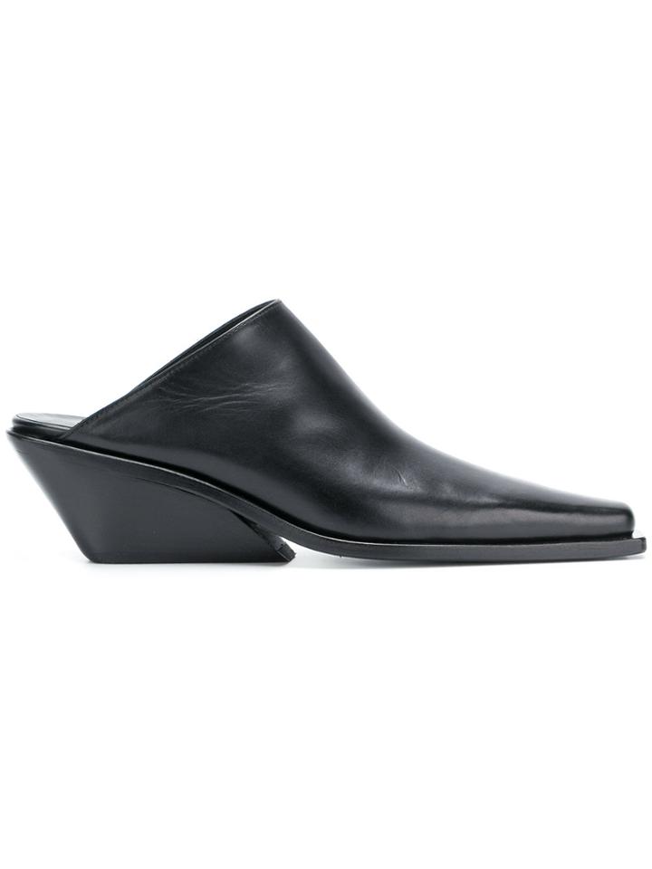 Ann Demeulemeester Square Toe Mules - Black