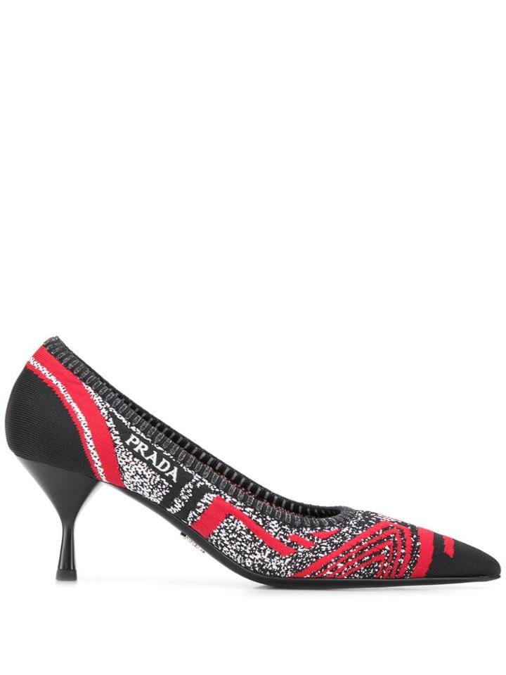 Prada Knit-style Pointed Pumps - Black
