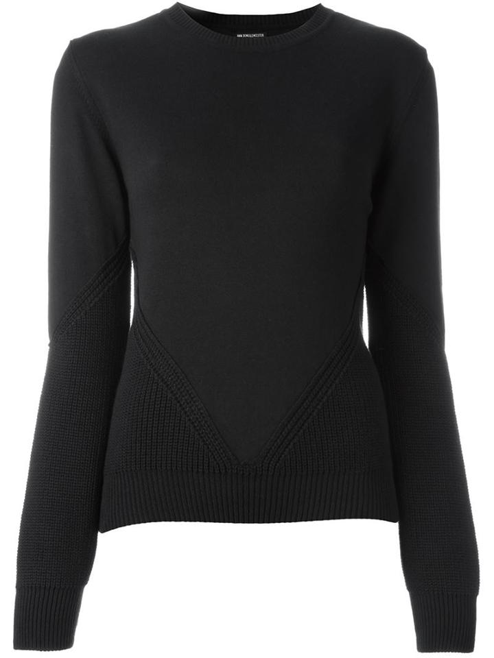 Ann Demeulemeester Ribbed Knit Panel Sweater