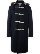 Thom Browne Fur-trim Hooded Coat, Men's, Size: 2, Blue, Cupro/wool/beaver Fur