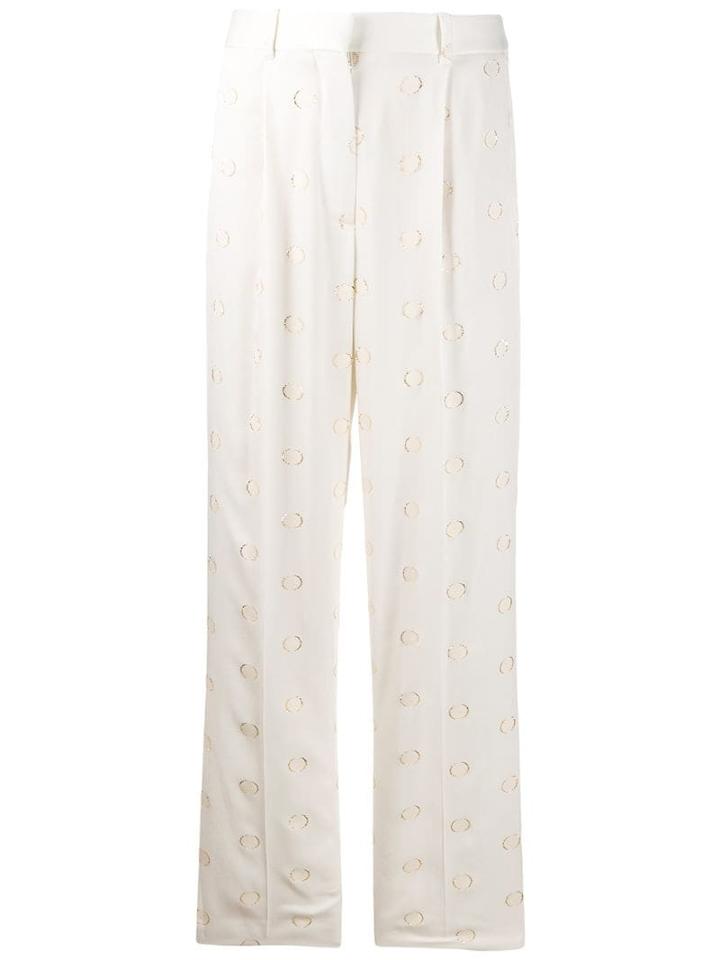 Victoria Beckham Metallic Dots Straight Trousers - White