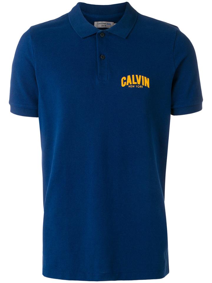 Calvin Klein Jeans Front Logo Polo Shirt - Blue