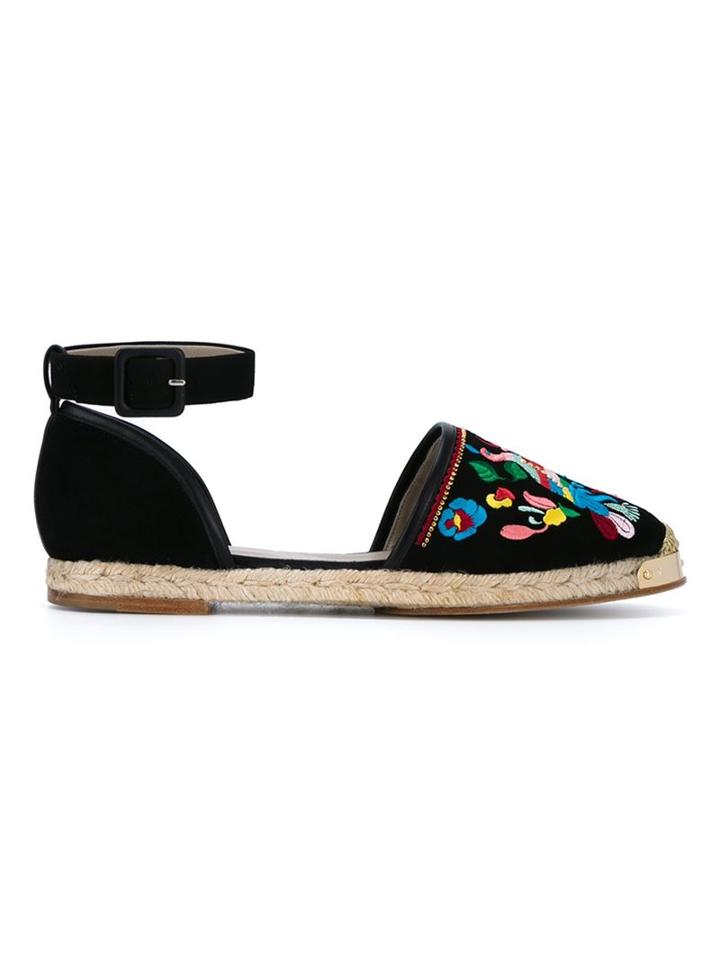 Giuseppe Zanotti Design Embroidered Suede Ankle Strap Espadrilles