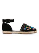Giuseppe Zanotti Design Embroidered Suede Ankle Strap Espadrilles