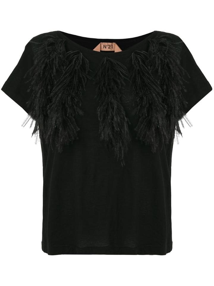 Nº21 Feather Detail T-shirt - Black