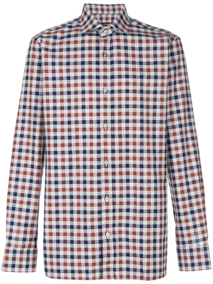 Z Zegna Checked Button-down Shirt - Grey
