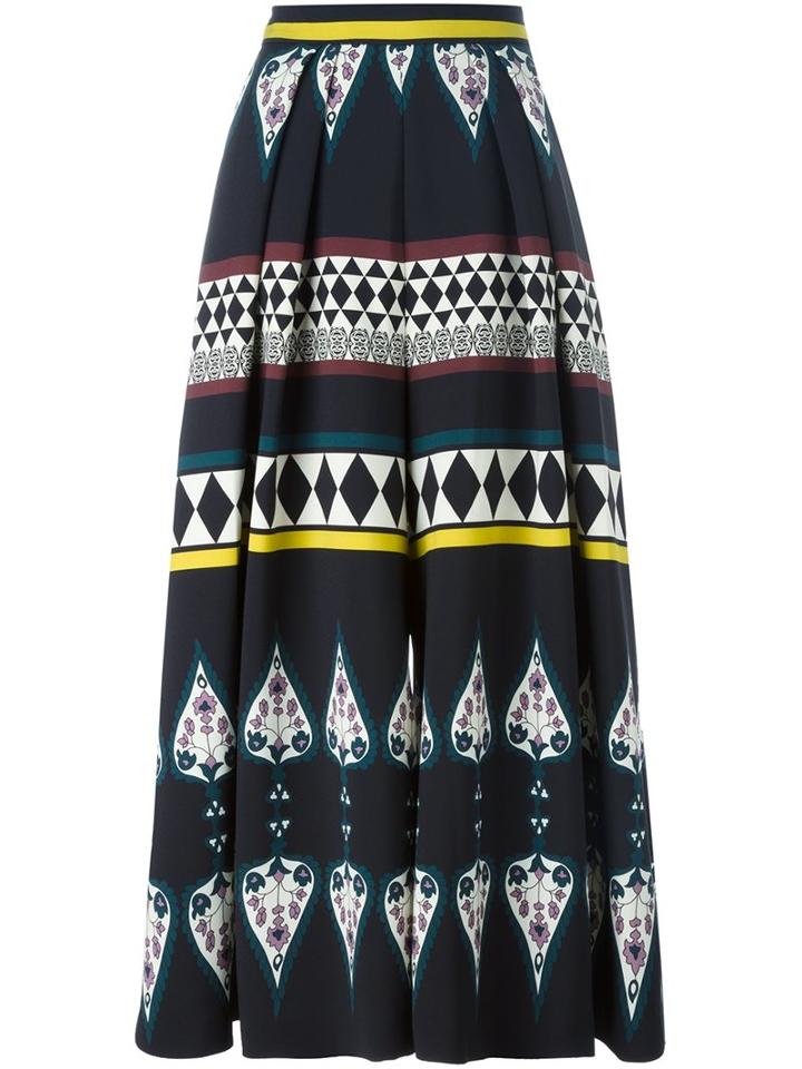 Antonio Marras Geometric Print Palazzo Pants, Women's, Size: 46, Black, Cotton/polyester/spandex/elastane