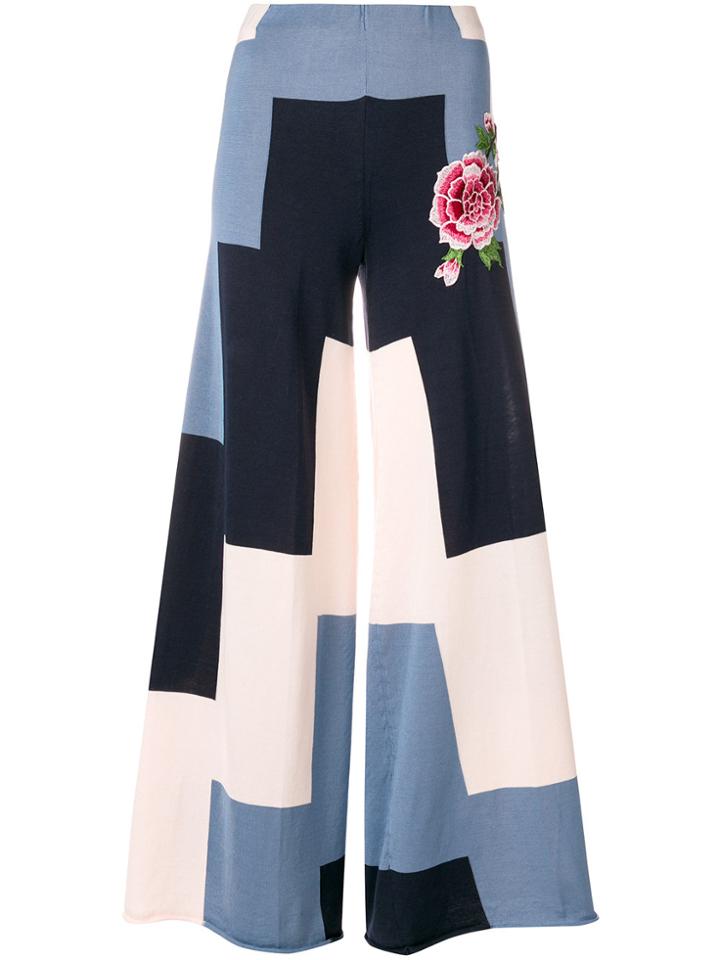 Circus Hotel Panelled Wide Leg Trousers - Blue