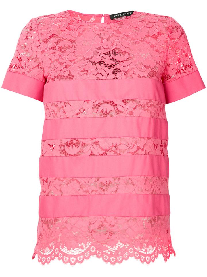 Twin-set Lace T-shirt - Pink & Purple