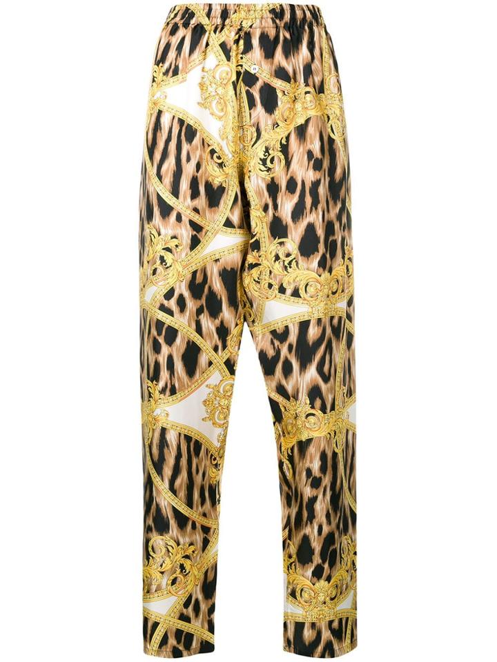 Versace Barocco Animalier Print Trousers - White