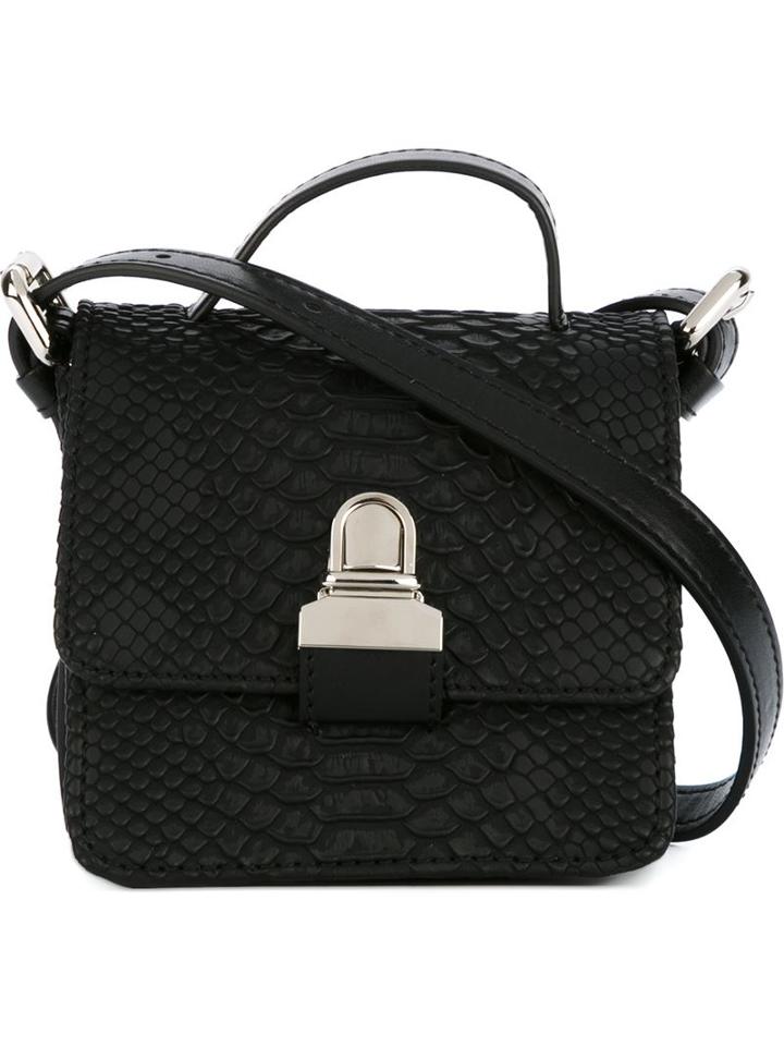 Mm6 Maison Margiela Snakeskin Effect Crossbody Bag, Women's, Black