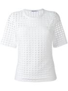 T By Alexander Wang Perforated Jacquard T-shirt, Women's, Size: Xs, White, Polyester/rayon/spandex/elastane