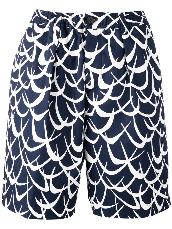 Marni Flutter Print Shorts, Men's, Size: 50, Blue, Cotton