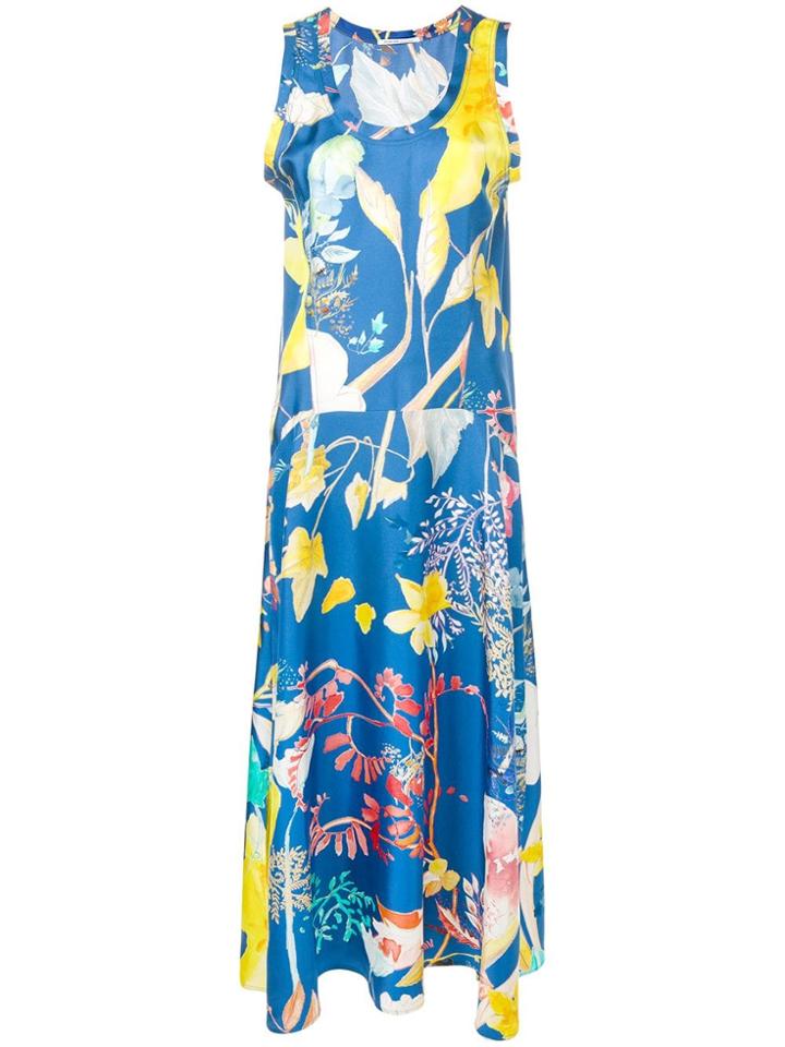 Agnona Floral Print Dress - Blue