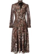 Saint Laurent Leopard Print Dress, Women's, Size: 38, Black, Silk/viscose