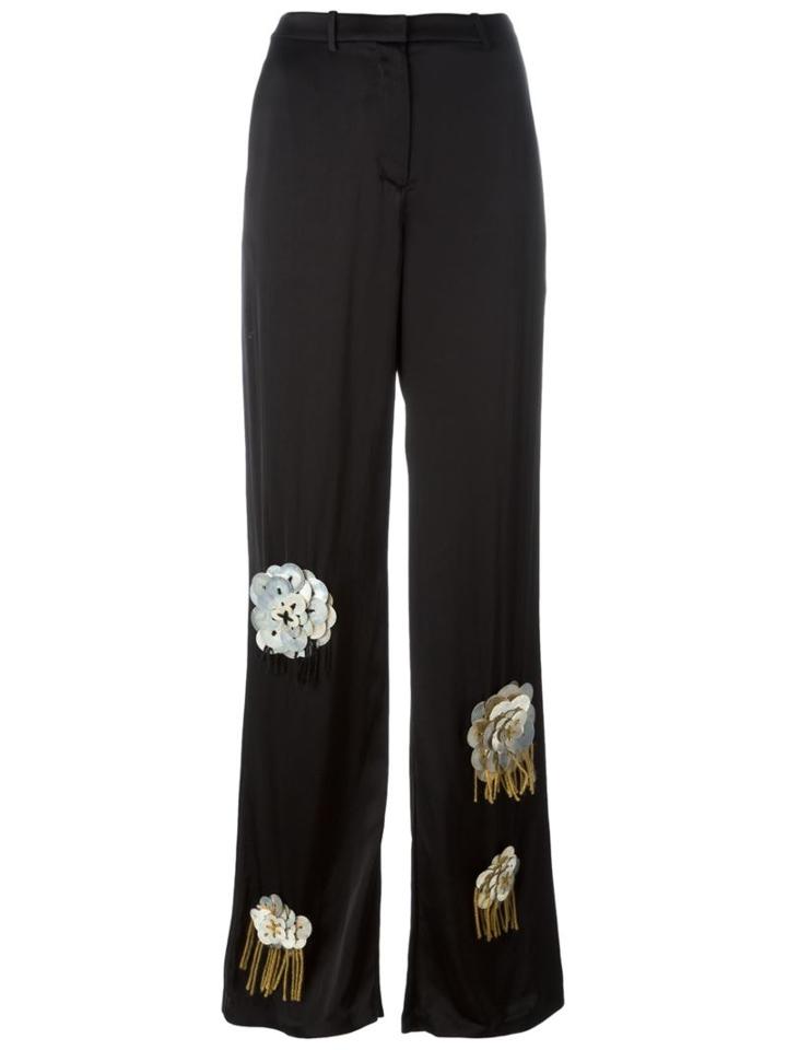Ports 1961 Flower Embellished Wide-legged Trousers