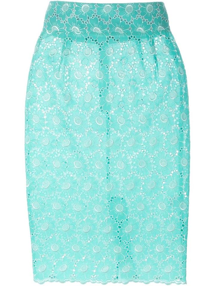 Daizy Shely Floral Lace Pencil Skirt, Women's, Size: 42, Green, Cotton