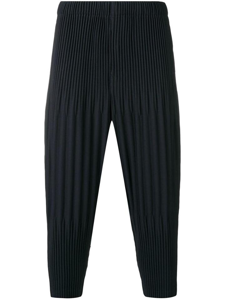 Homme Plissé Issey Miyake Pleated Drop Crotch Trousers - Blue