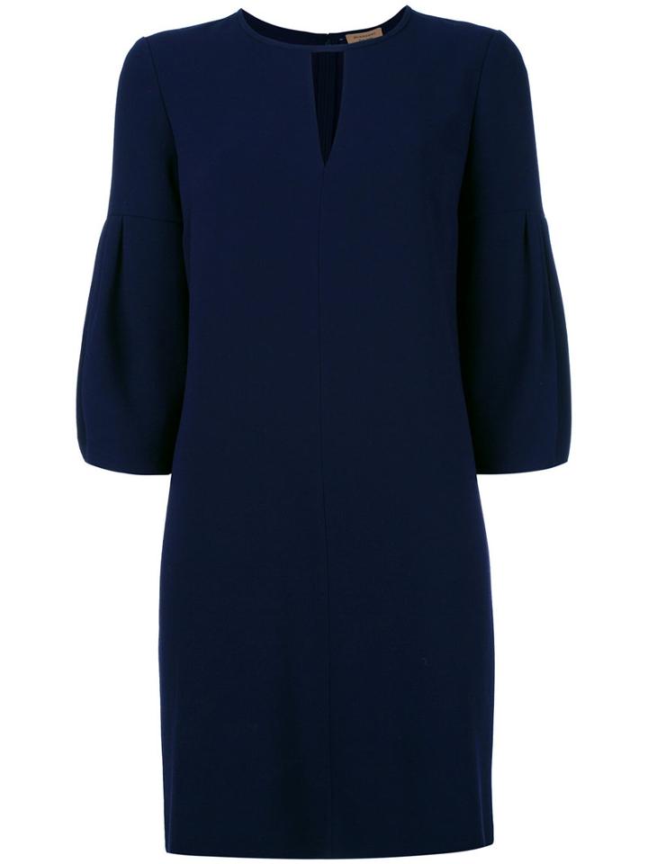 Burberry Blouse Flared Dress, Women's, Size: 10, Blue, Polyester/acetate