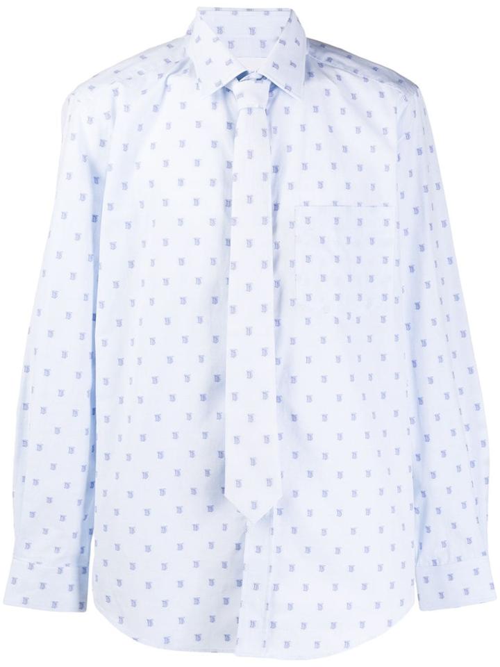 Burberry Monogram Shirt And Tie - Blue