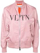 Valentino Logo Print Bomber Jacket - Pink