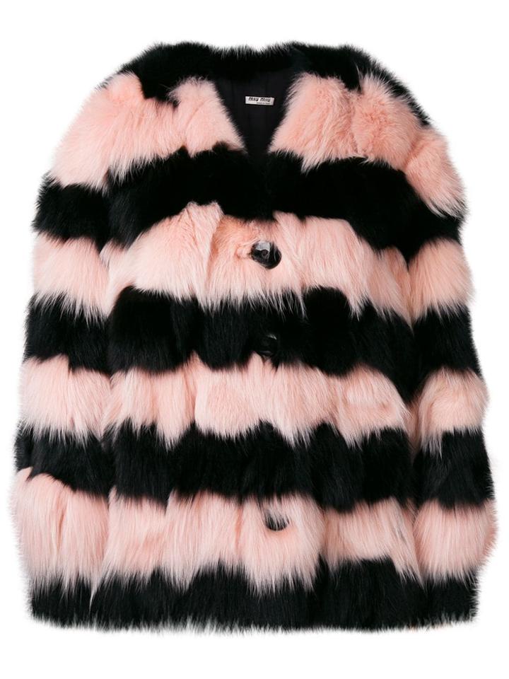 Miu Miu Contrast Fur Jacket - Black