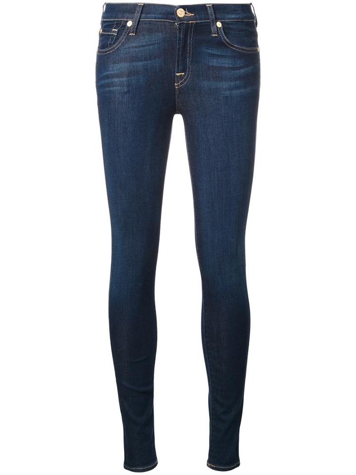 7 For All Mankind Skinny Jeans, Women's, Size: 26, Blue, Cotton/lyocell/polyester/spandex/elastane