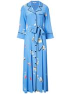 Ganni Floral Print Maxi Dress - Blue
