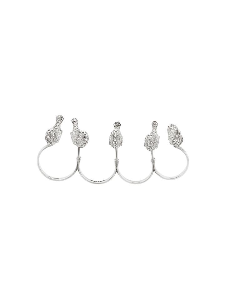 Natasha Zinko Bird's Five Knuckle Ring - Metallic
