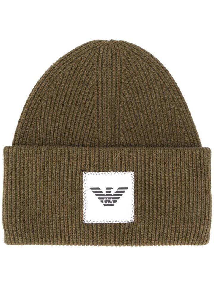 Emporio Armani Ribbed Knit Beanie - Green