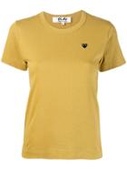 Comme Des Garçons Play Heart Embroidered T-shirt - Yellow